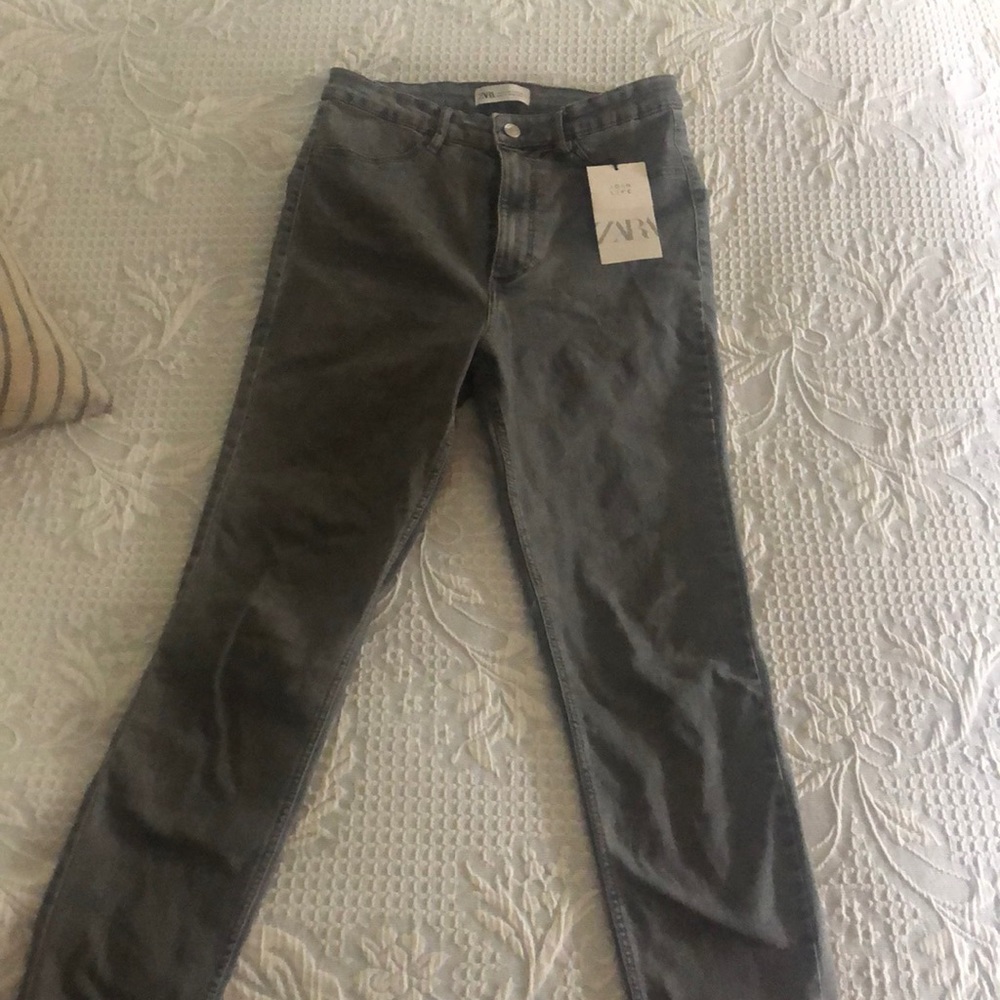 Zara high rise grey jeans